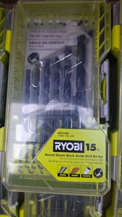Ryobi 15-Piece Round Shank Black Oxide Drill Bit Set