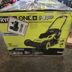 RYOBI ONE+ HP 18V 16 in. Cordless  Walk Behind Push Lawn Mower with 2- 4.0 Ah Batteries NEW