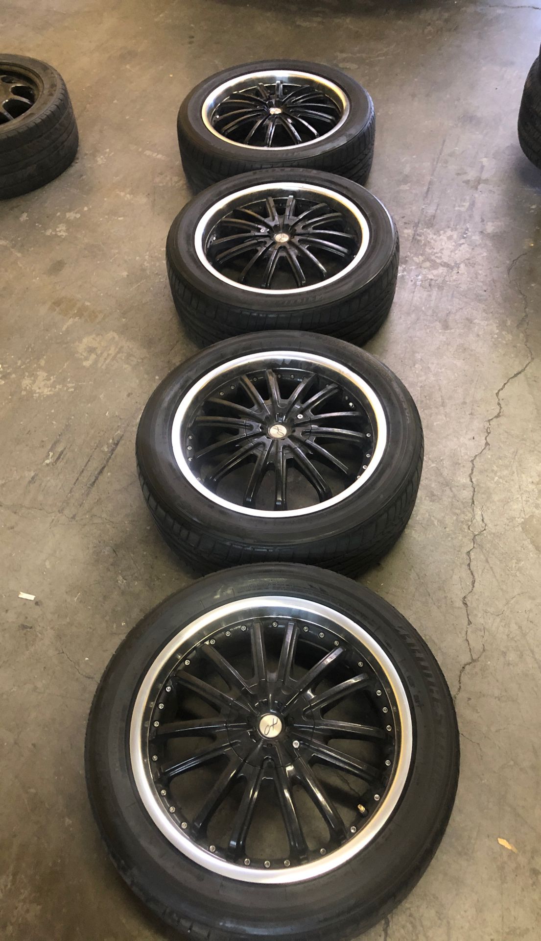 Bridgestone Potenza 225/50/18 94w tires on 18”x 7 1/2 Universal Rims.
