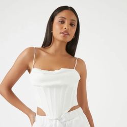 FOREVER 21  Corset Cropped Cami White Color