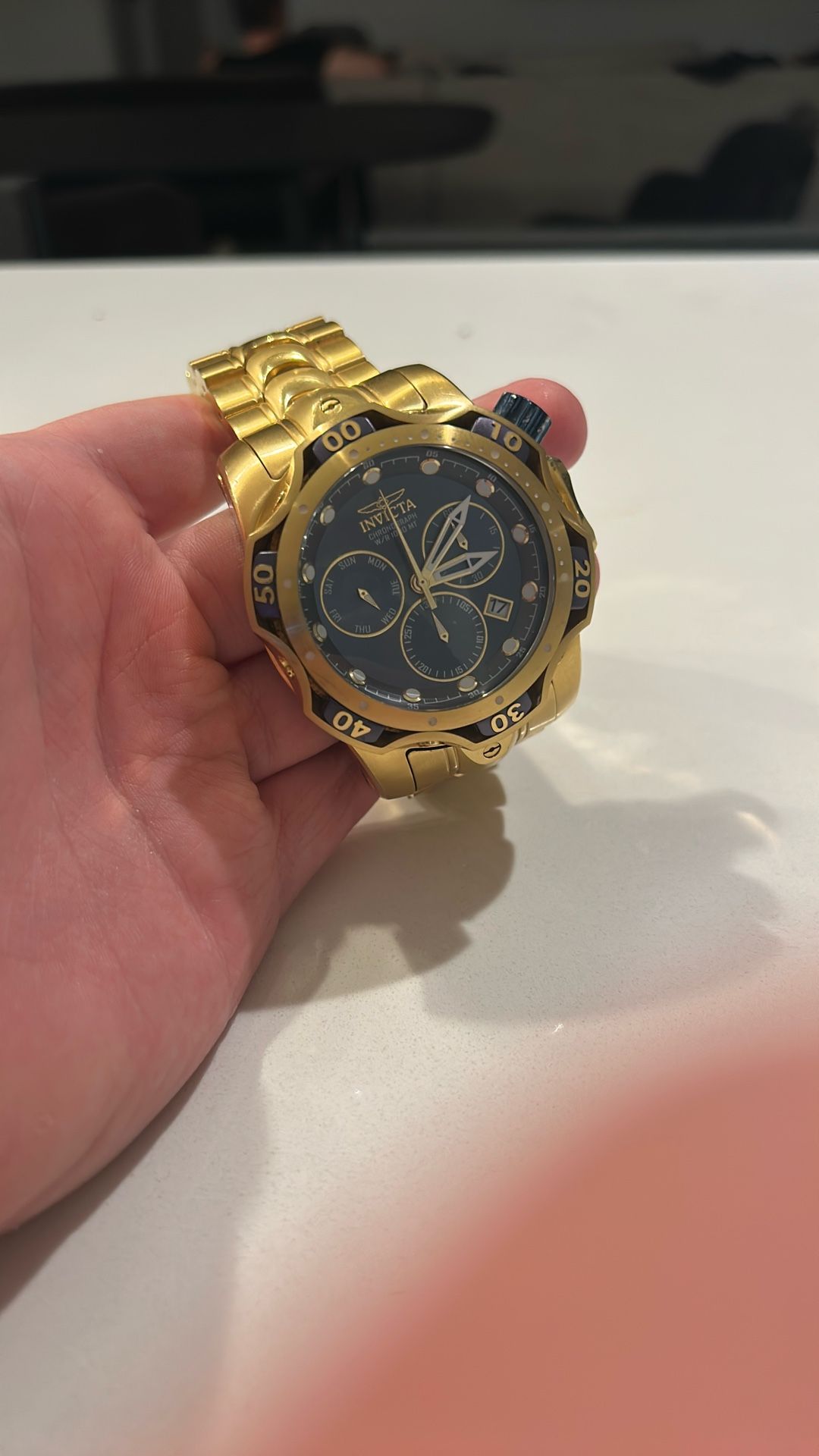 Gold Plated Invicta Venom Watch With Quartz Details