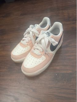 Pink and White Nike Air Force 1s