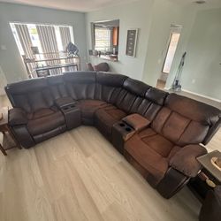 Electric Worn Leather Couch 