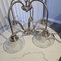 Living room 60" tall chrome lamp with light bulbs.