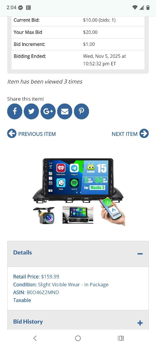 SP0297: 2G64G Android 15 Car Radio Stereo for Mazda 3 Axela 9 with Wireless Apple Carplay Android Auto 9 inch Touch Screen Radio Bluetooth WiFi