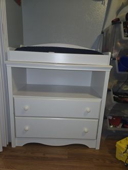 White Changing Dresser With Drawers