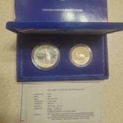 1986 Proof Silver Dollar And Clad Half Dollar Set 