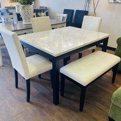 5Pc White Dining Table Set 