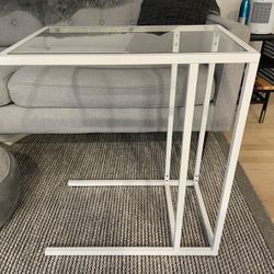 C Shaped Glass Top Table