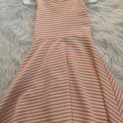 Orange And Cream A-Line Girl’s Small Dress