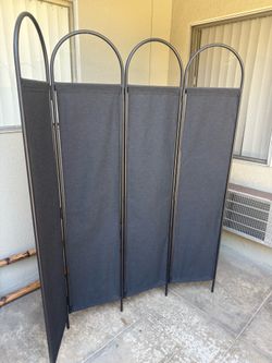 4-Panel Arched Metal and Fabric Room Divider