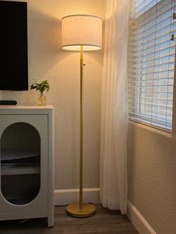 Set of 2 Gold Dimmable Floor Lamps – Modern Linen Shades