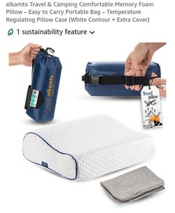 NEW  ALKAMTO TRAVEL &  CAMPING COMFORTABLE MEMORY FOAM PILLOW
