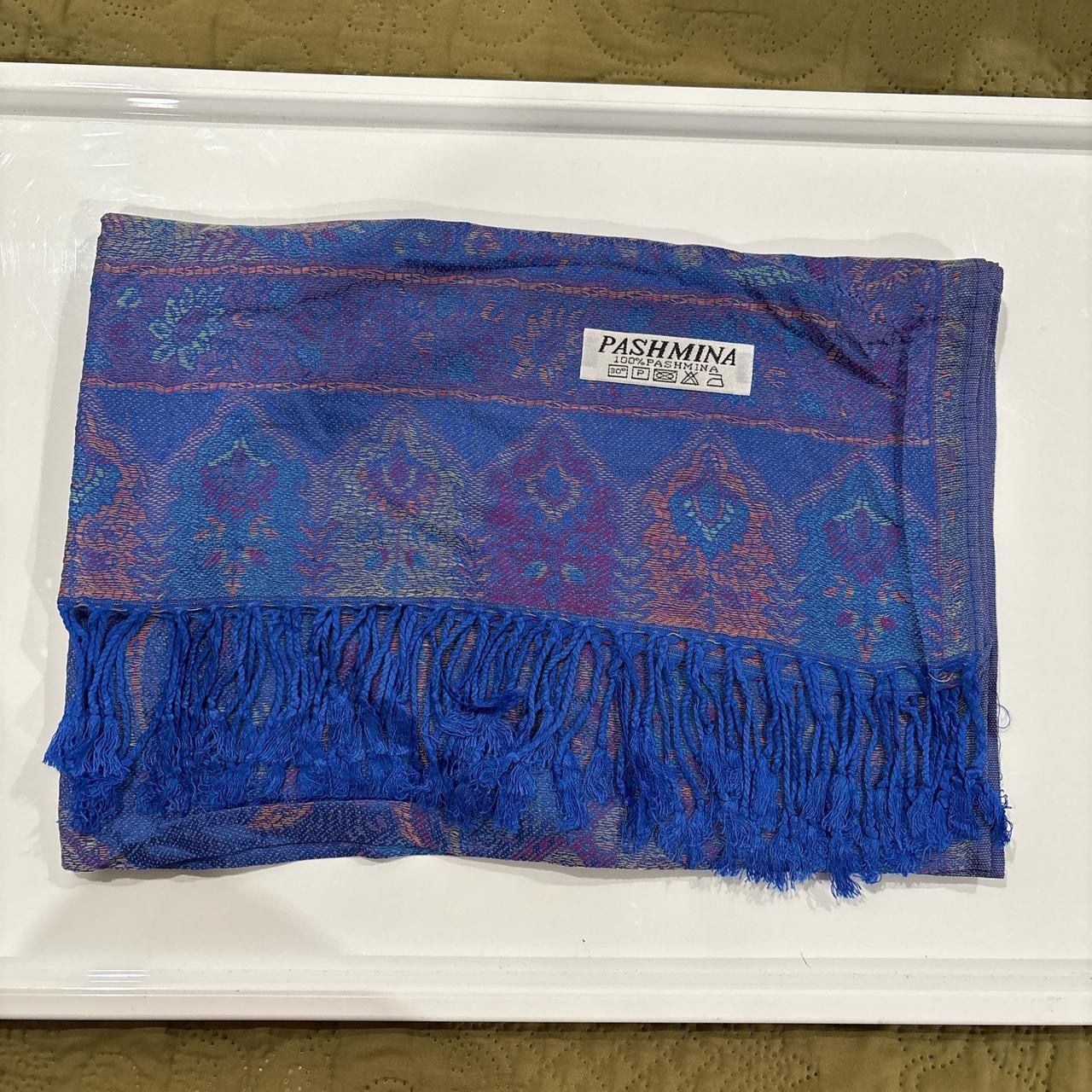 Royal Blue Pastel Multicolor Pashmina Shawl