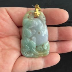 Natural Jade Carved Dragon Pendant 