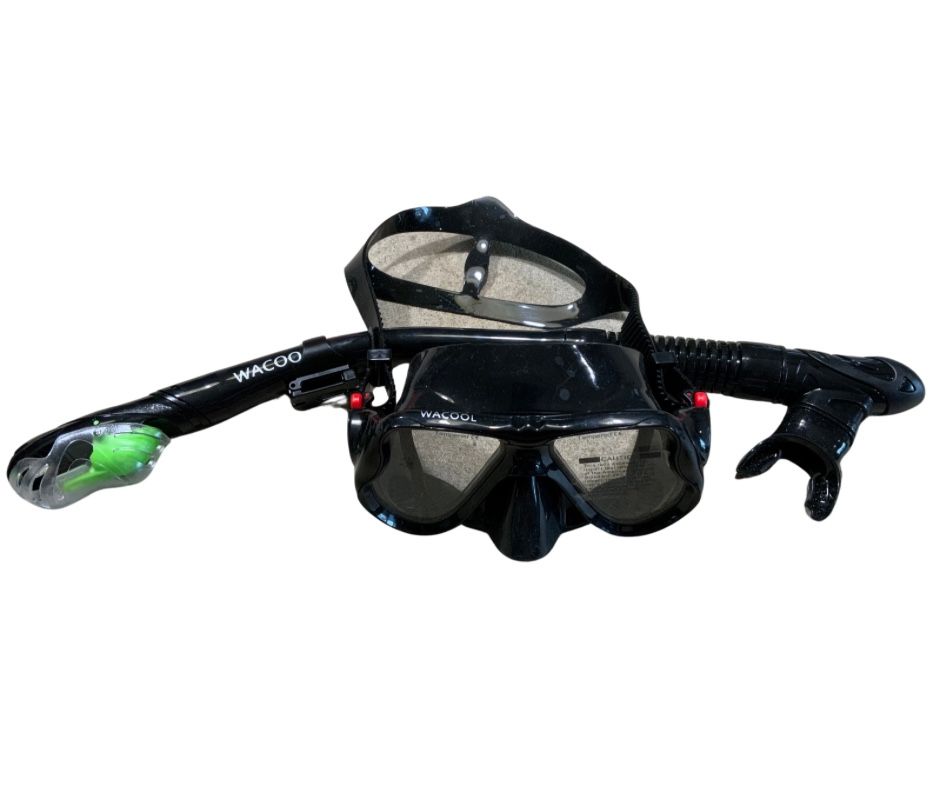 WACOOL Snorkeling Set – Dry Top Snorkel & Dive Mask (Black)