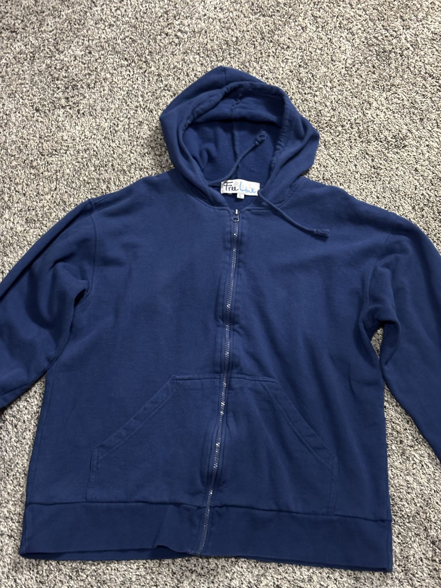 Navy Blue Zip Up Hoodie 2000s Style Vintage 