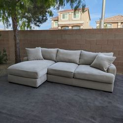 Jonathan Louis Beige Sectional Couch w/ Chaise - Free Delivery