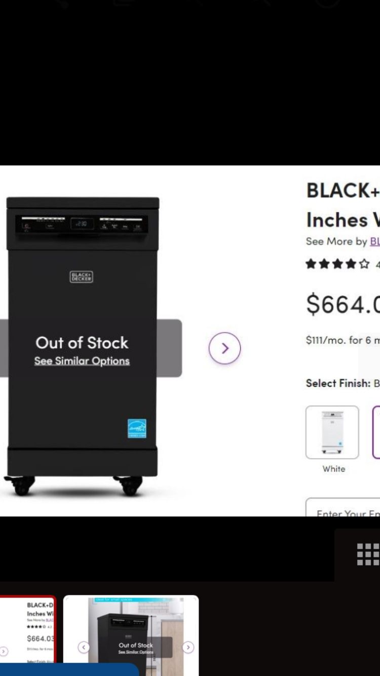 Black & Decker Dishwasher Portable 8 Place Setting Model BPD8B NEW