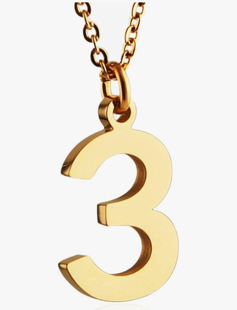HZMAN Womens Stainless Steel Number 0-9 Pendant Necklace Gold