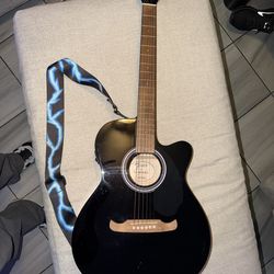 Black fender acoustic/electric guitar