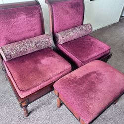 Wooden Chair & Footrest 