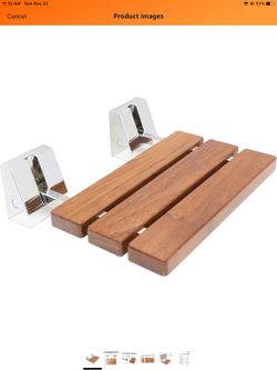 DIYHD SD 15" Teak Wood Floding Seat Wall Mount Shower Bench