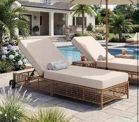 Newly Assembled Set of 2 Outdoor Chaise Lounge Chair Patio Reclining Lounge with 5-Position