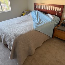 Dark Wood twin size bedroom set with matching night stand