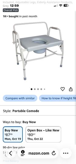 Drop Arm Portable Comode Chair NEW in Box $30