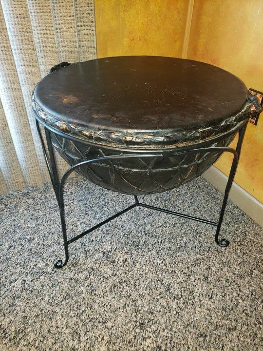 Coffee Table Drum Leather