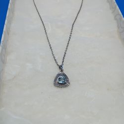 Blue Topaz Diamond Necklace 925 Silver 