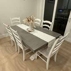 Expandable Kitchen Table, Six Seats And Bench 