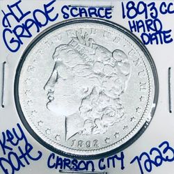 1893 CC MORGAN SILVER DOLLAR AUTHENTIC HIGRADE U.S. MINT COIN RARE KEY DATE