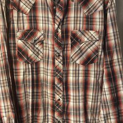 Wrangler Western Plaid Shirt Black Pearl Like Snap Buttons  XL 