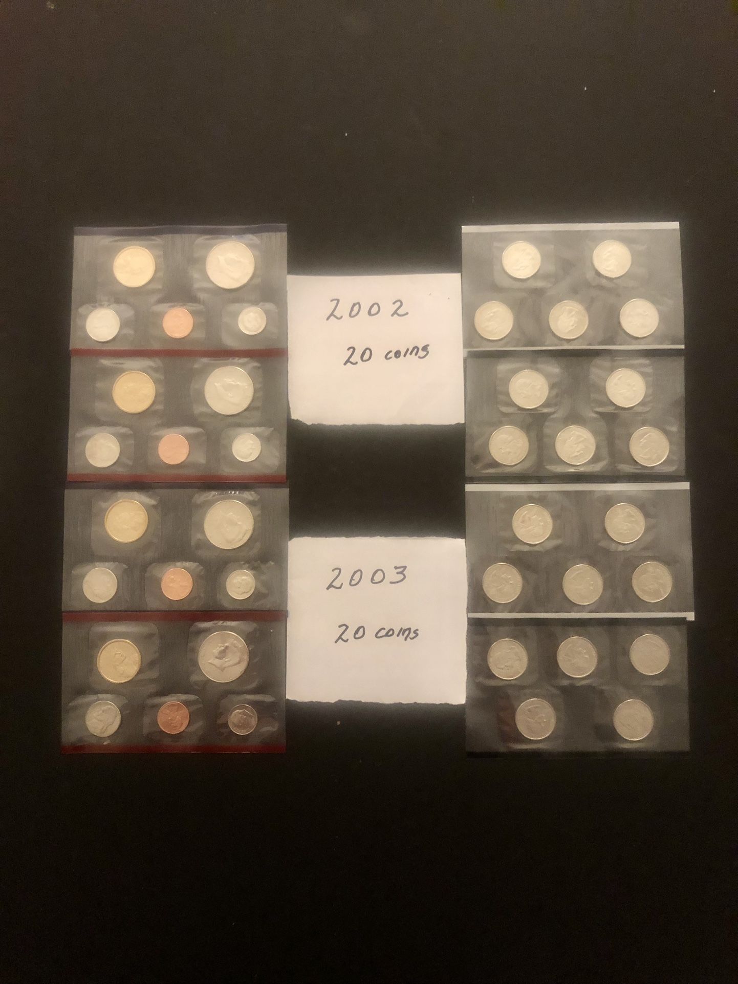 Coins -  Original Mint Packaging – Uncirculated Mint Set – 2002 (20 Coins) and 2003 (20 Coins) - Total 40 Coins