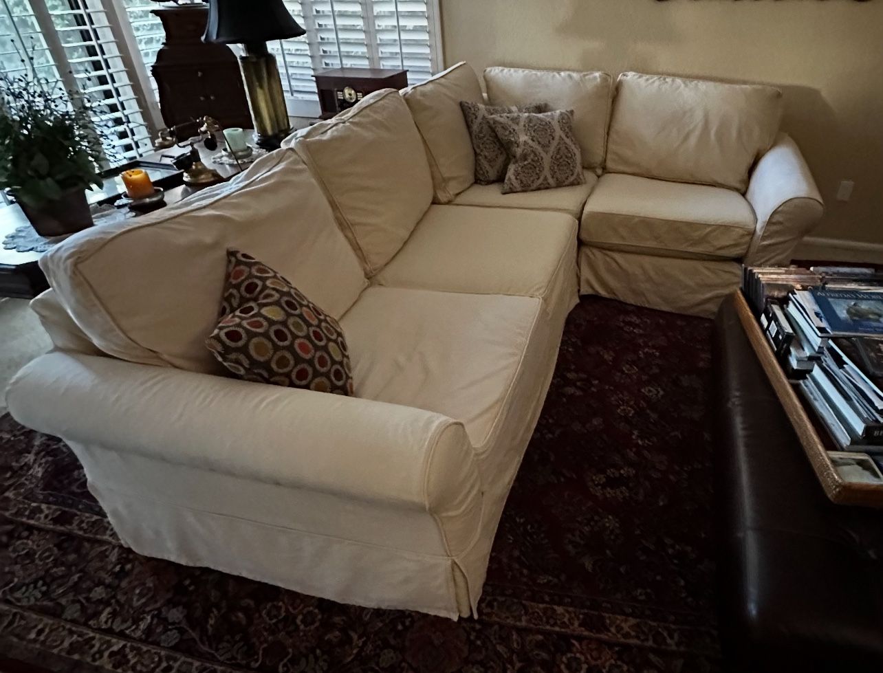 Pottery Barn Slip Covered 3 Piece Sectional