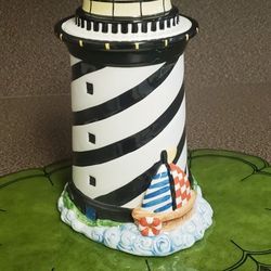 90s Vintage Lighthouse Ceramic Cookie Jar 8in x 12in 