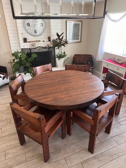 6 person solid wood table