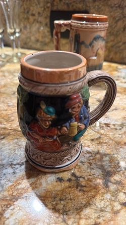 Vintage Ceramic Beer Stein with Figural Relief