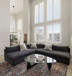 Charcoal Gray Deep Seat L Shaped Sectional Sofa, Perfect Condition
