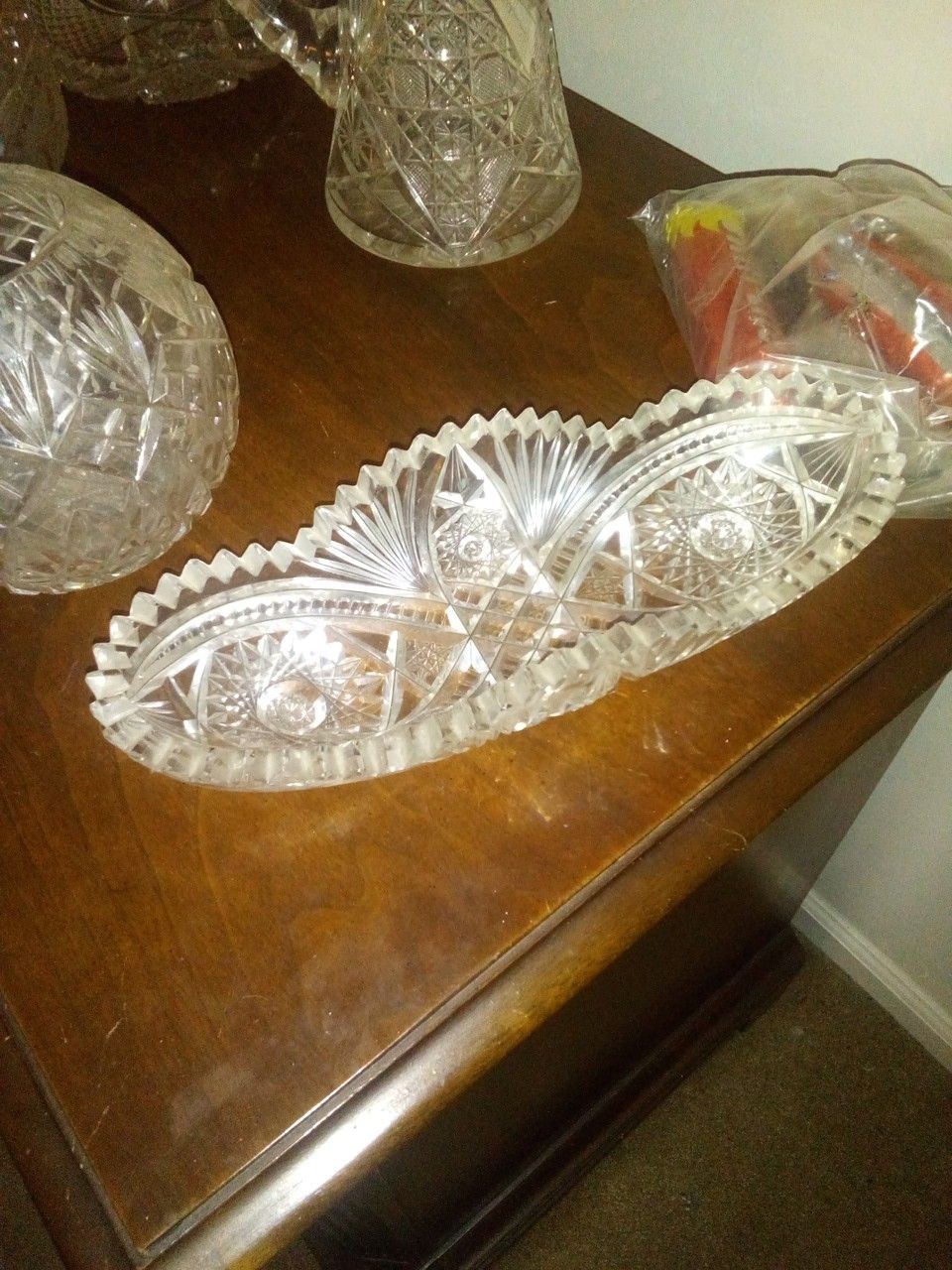 Antique cutglass relish tray
