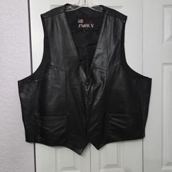 Vintage Park V Biker Leather Vest 5XL Black