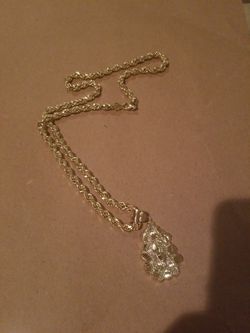 10k gold big rope chain with nugget charm