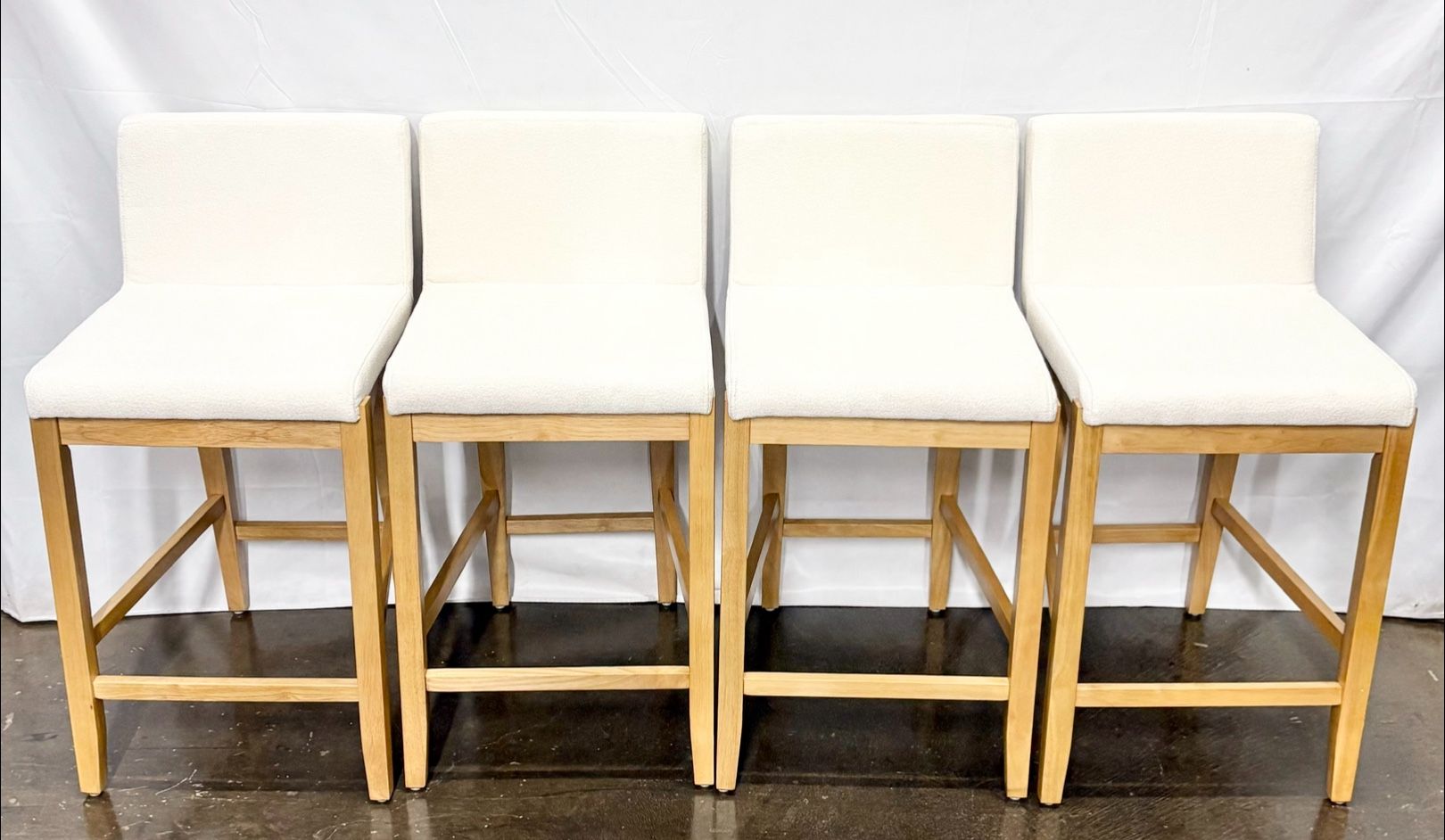 Counter Height Bar Stool, Linen , Cream, Solid Wood *Free Delivery*