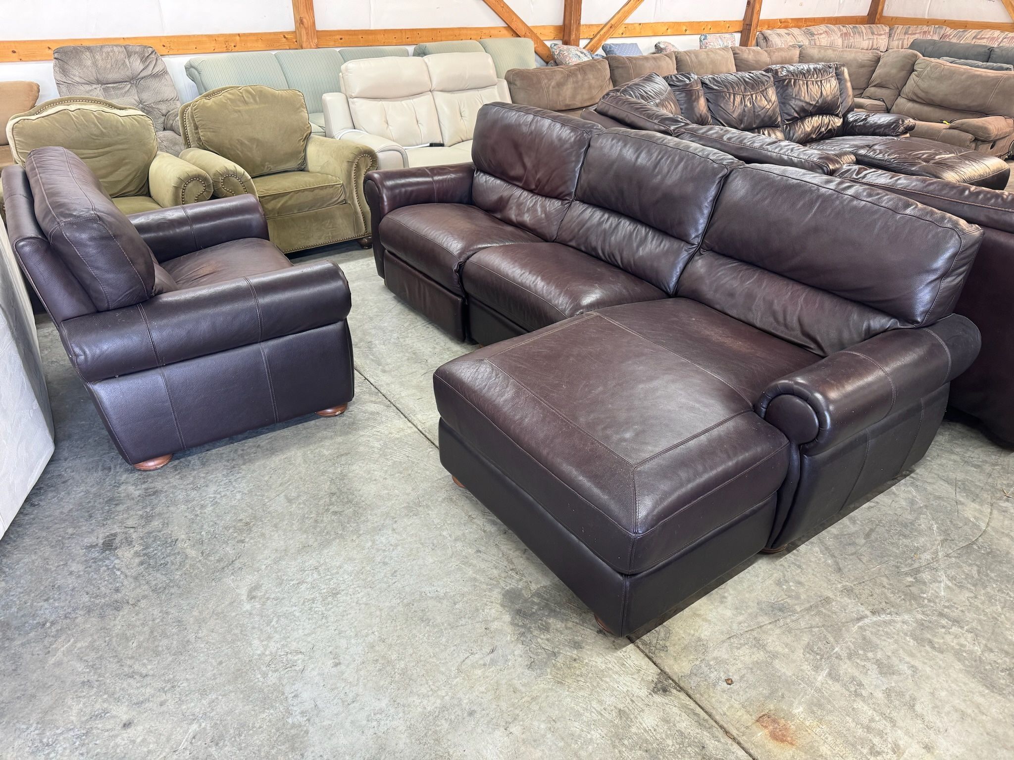 Leather Reclining Sectional Couch Set (WE DELIVER)