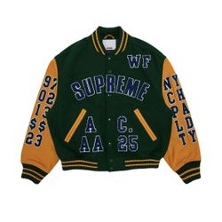 Supreme, Praises Varsity Jacket, Green/Yellow, Size M