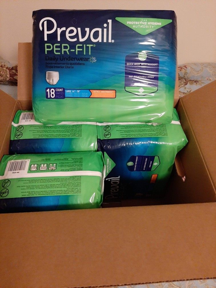 ADULT PULL UP DIAPERS -Size: L- Large - $7 Per Pack - Best Brand PREVAIL!