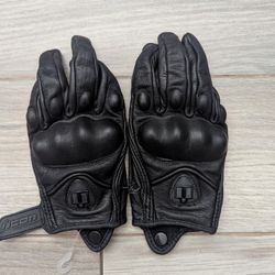 Ladies Black Leather Motorcycle Gloves ICON