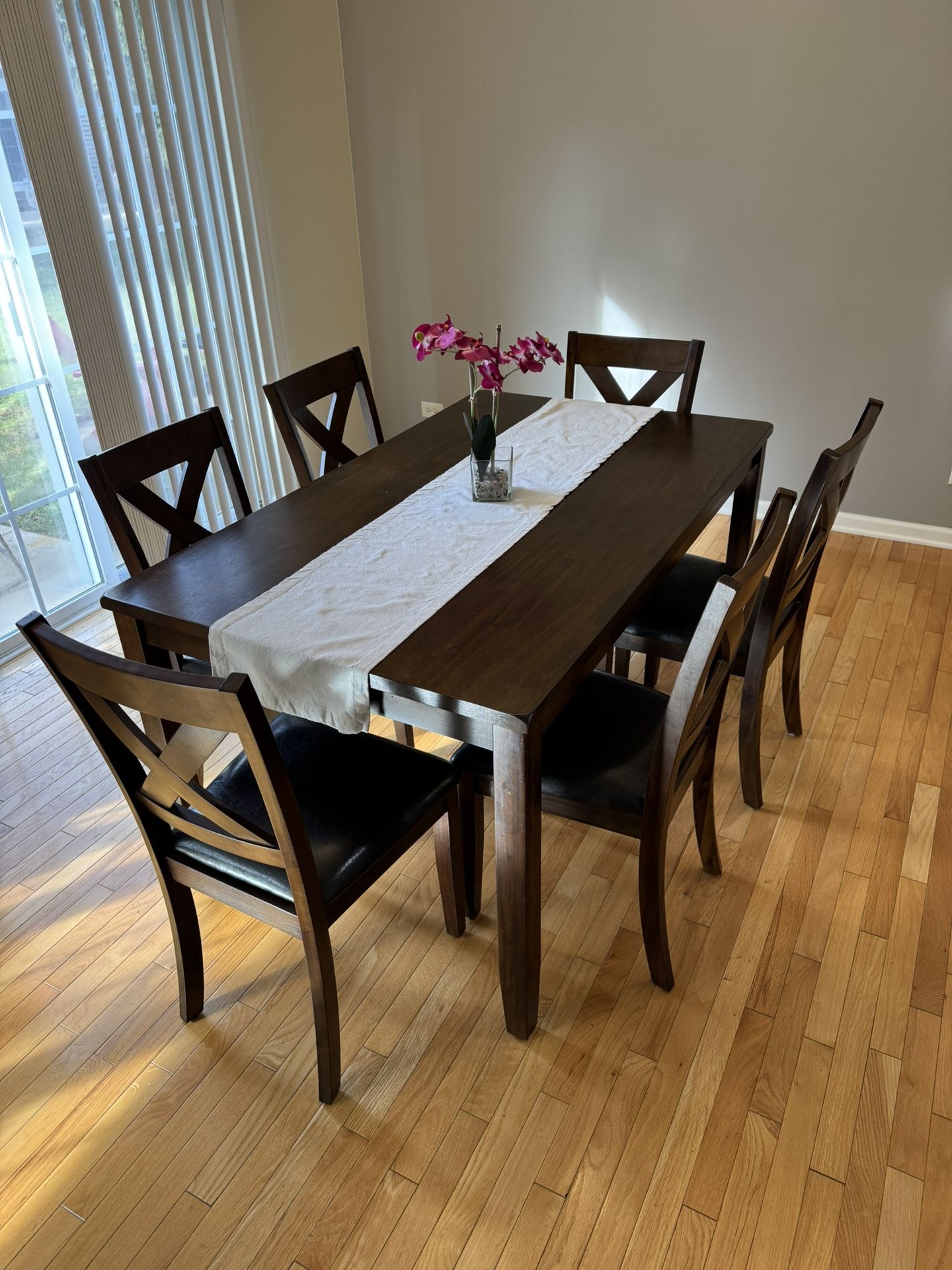 Seven Piece Dining Table and Chairs
